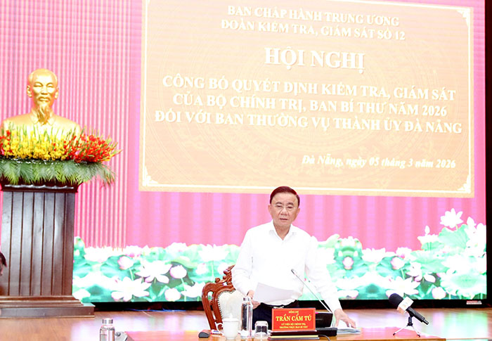 Thường trực Ban Bí thư Trần Cẩm Tú chủ trì công bố quyết định kiểm tra, giám sát tại Đà Nẵng