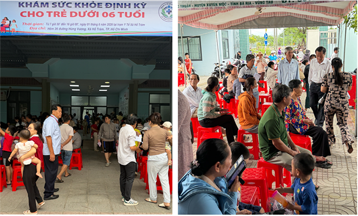 Xã Hồ Tràm đồng loạt khám sức khỏe cho người dân
